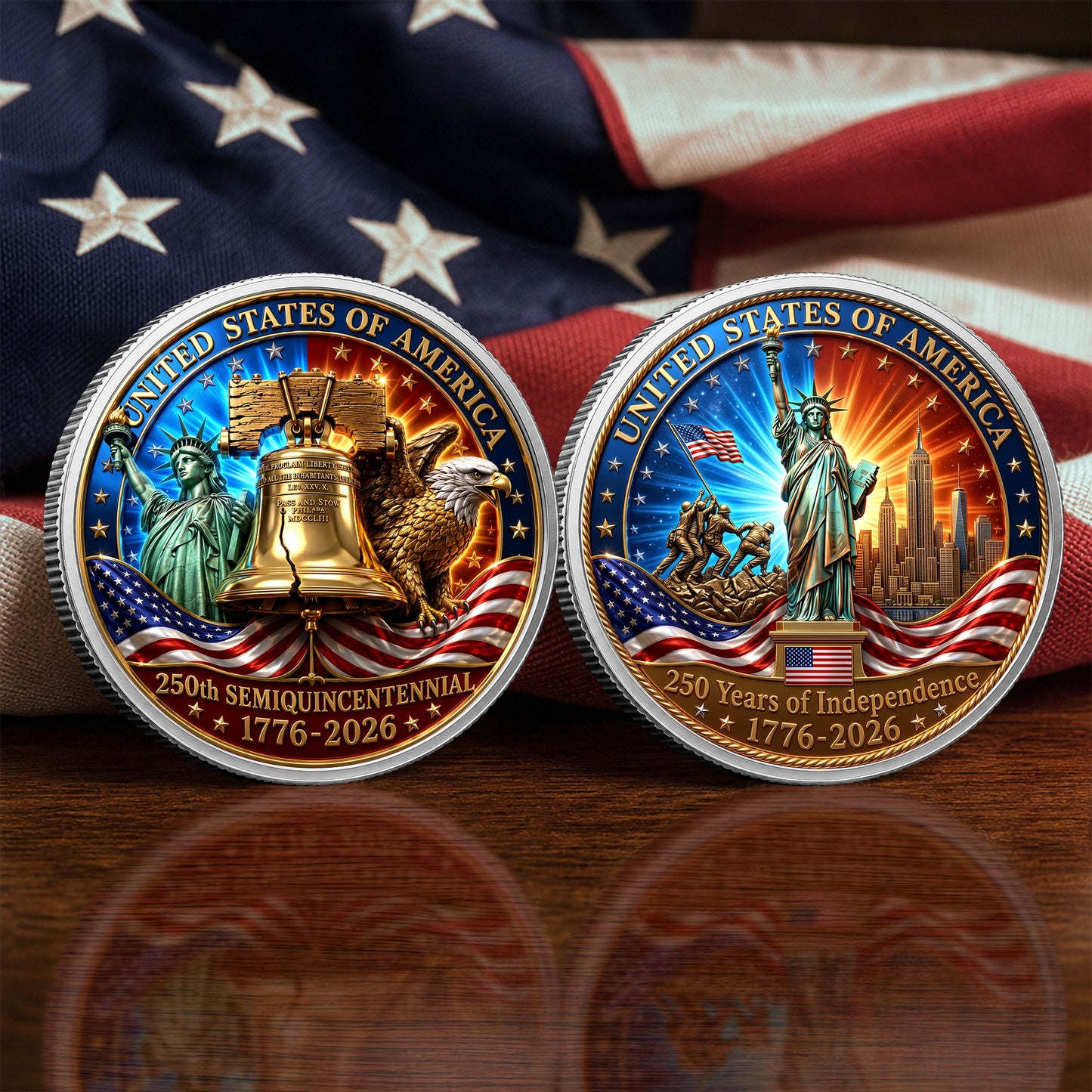 USA 250th Anniversary Commemorative Coin, Gold And Silver 250th Coin, 1776-2026 Gift for Independence Day ETHY-05056300