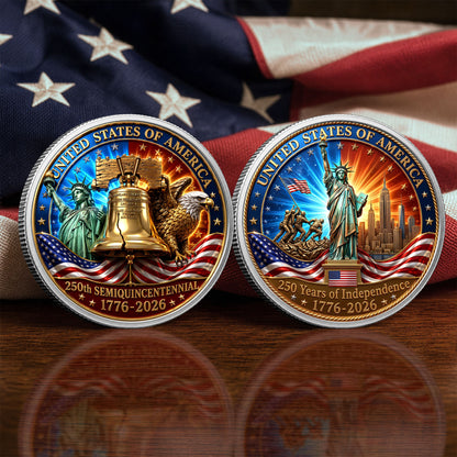USA 250th Anniversary Commemorative Coin, Gold And Silver 250th Coin, 1776-2026 Gift for Independence Day ETHY-05056300
