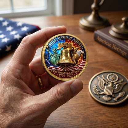 USA 250th Anniversary Commemorative Coin, Gold And Silver 250th Coin, 1776-2026 Gift for Independence Day ETHY-05056300