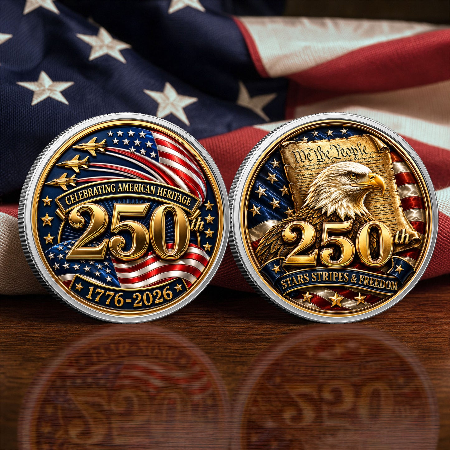 250th Anniversary USA Independence 1776–2026 Commemorative Coin, Gold And Silver 250th Coin, Patriotic Gifts ETHY-05056300