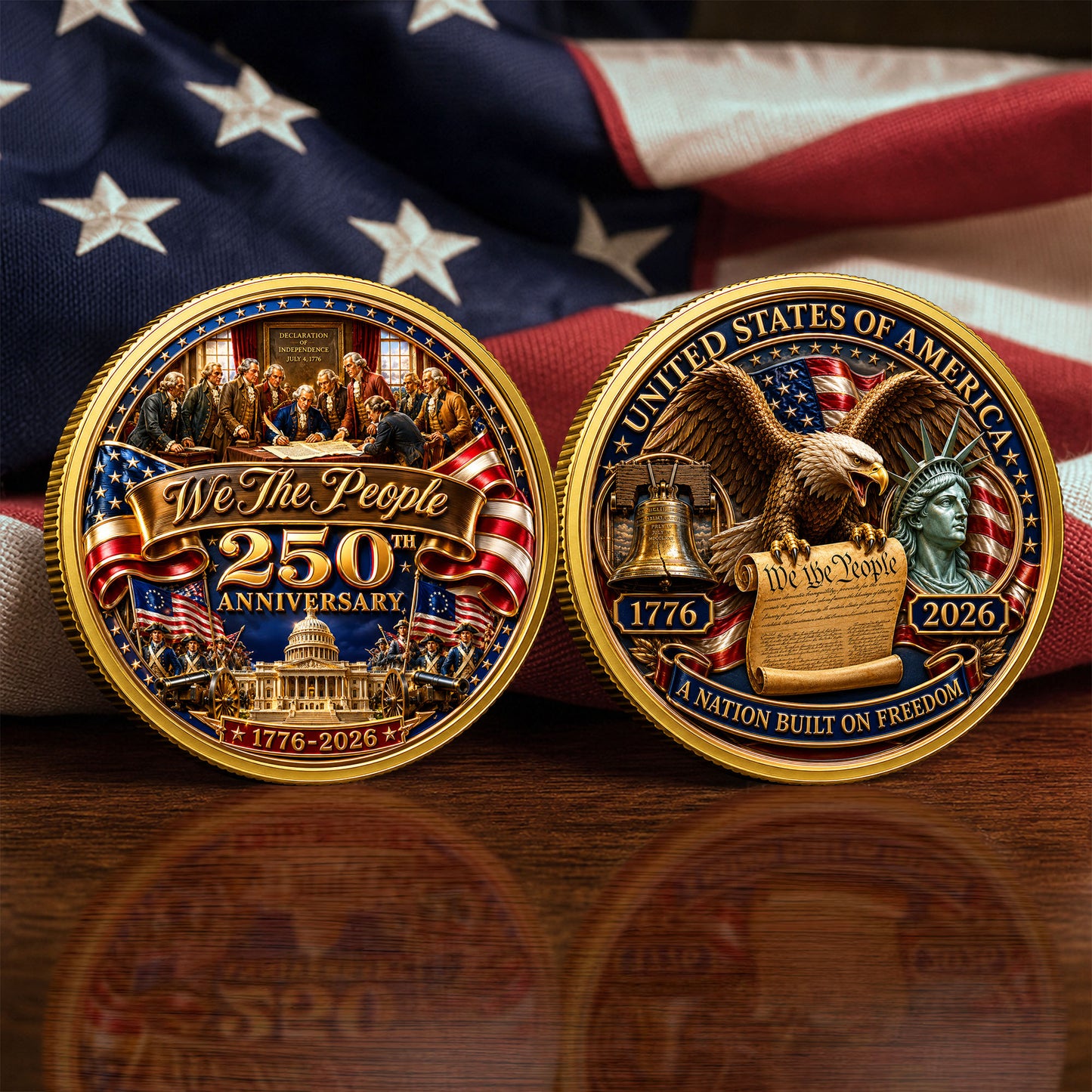 America 250th Anniversary Commemorative Coin, Gold And Silver 250th Coin, Independence Day Gifts ETHY-05056300