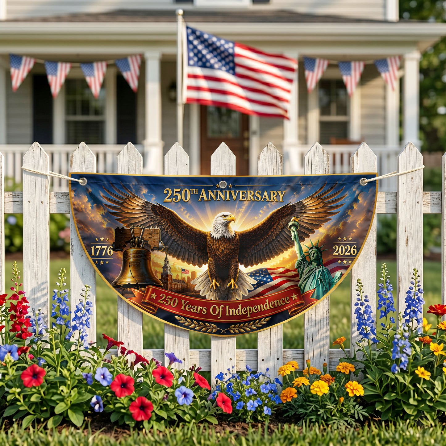 250th Anniversary Semicirle Flag, USA 1776 2026 Flag, Independence Day Gifts ETHY-05156481