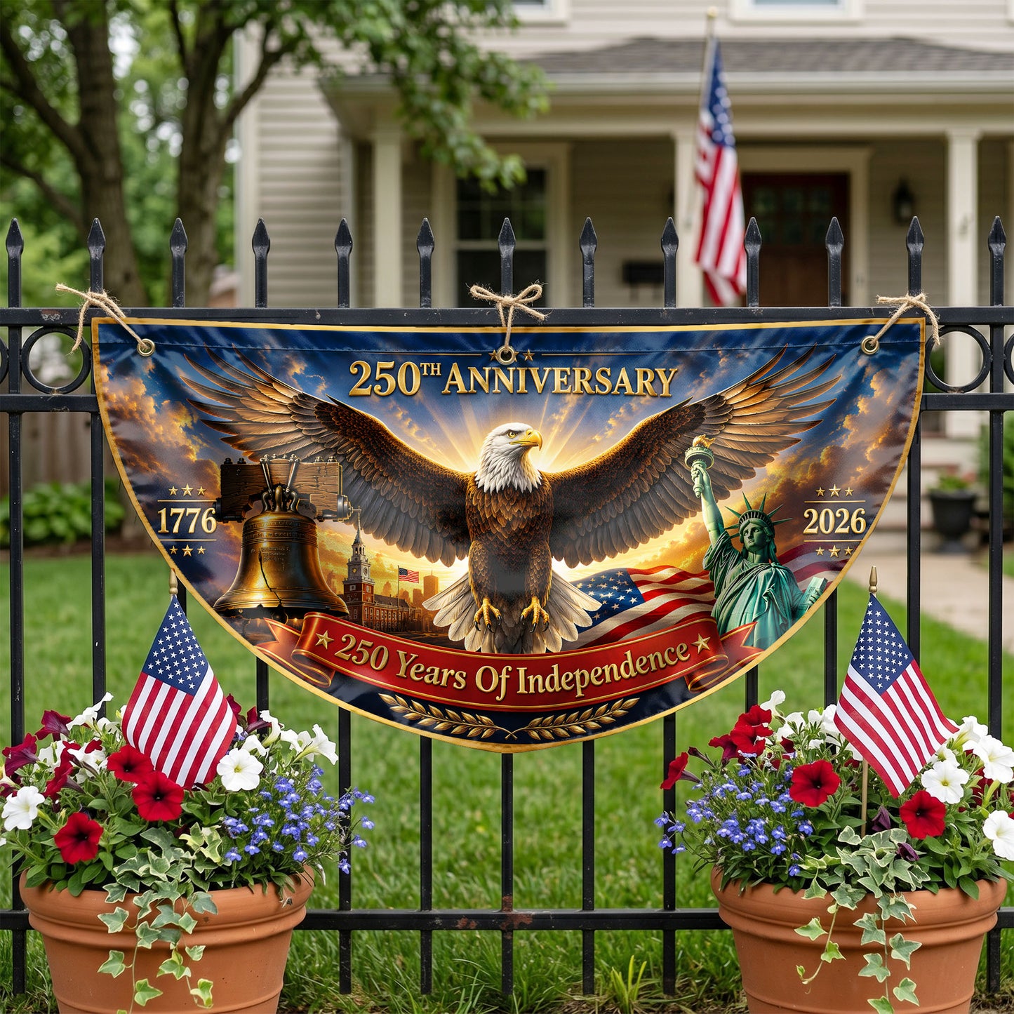 250th Anniversary Semicirle Flag, USA 1776 2026 Flag, Independence Day Gifts ETHY-05156481