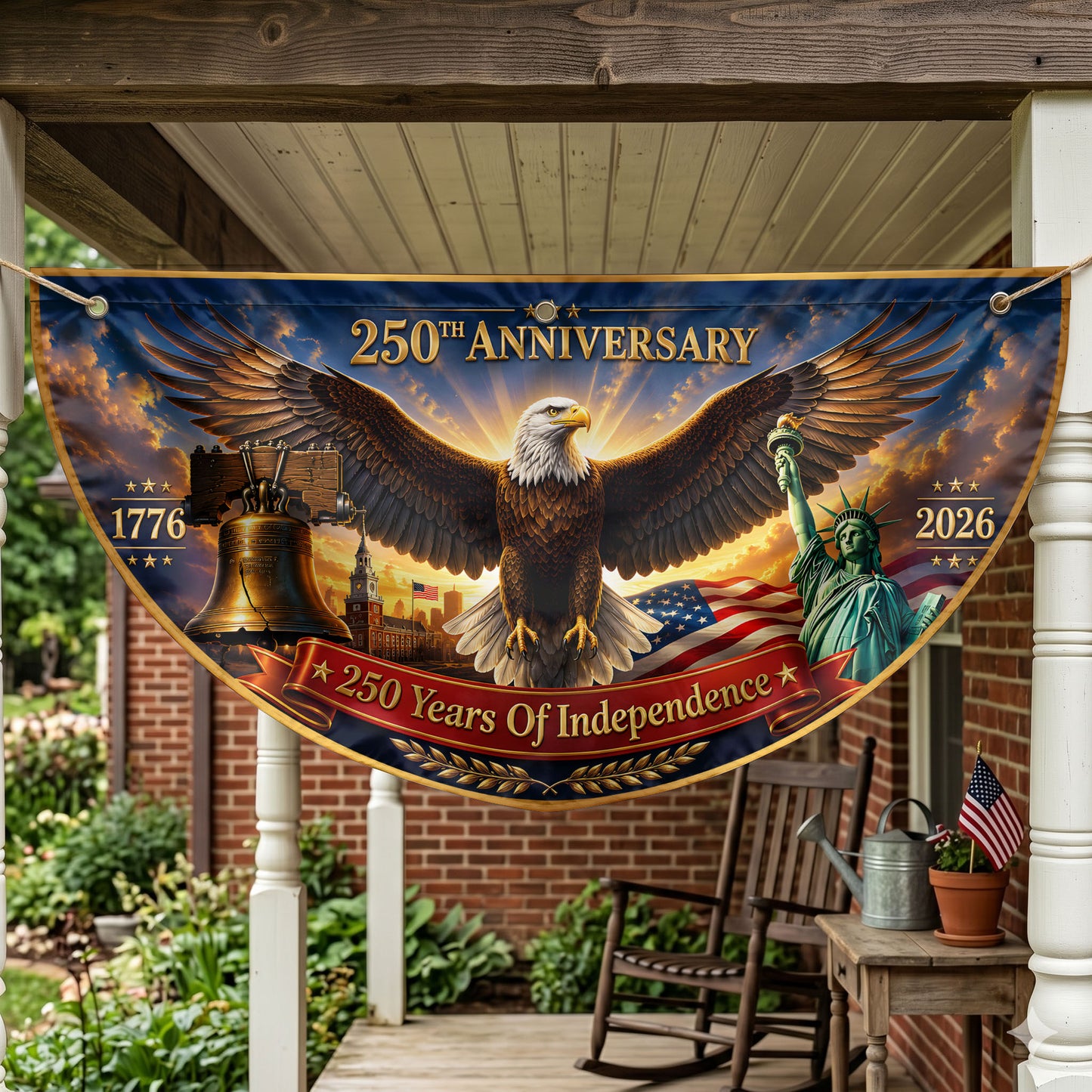 250th Anniversary Semicirle Flag, USA 1776 2026 Flag, Independence Day Gifts ETHY-05156481