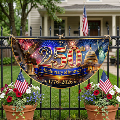 America 250th Anniversary Patriotic  Semicirle Flag, 1776–2026 Patriotic USA Independence Decor ETHY-05156481