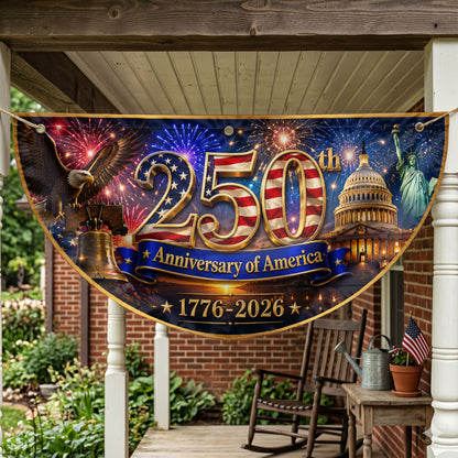 America 250th Anniversary Patriotic  Semicirle Flag, 1776–2026 Patriotic USA Independence Decor ETHY-05156481