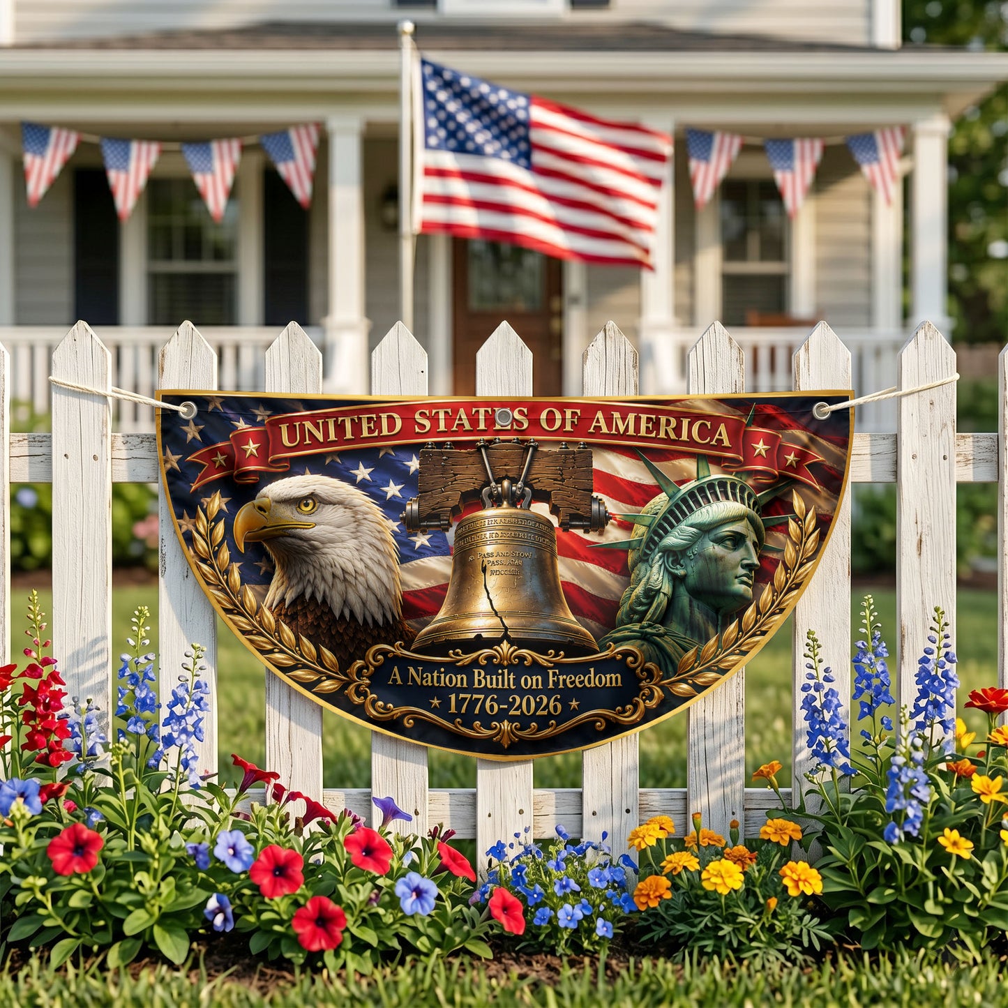 America 250th Anniversary Semicirle Flag, Patriotic Decor, Fourth of July Outdoor Decor ETHY-05156481