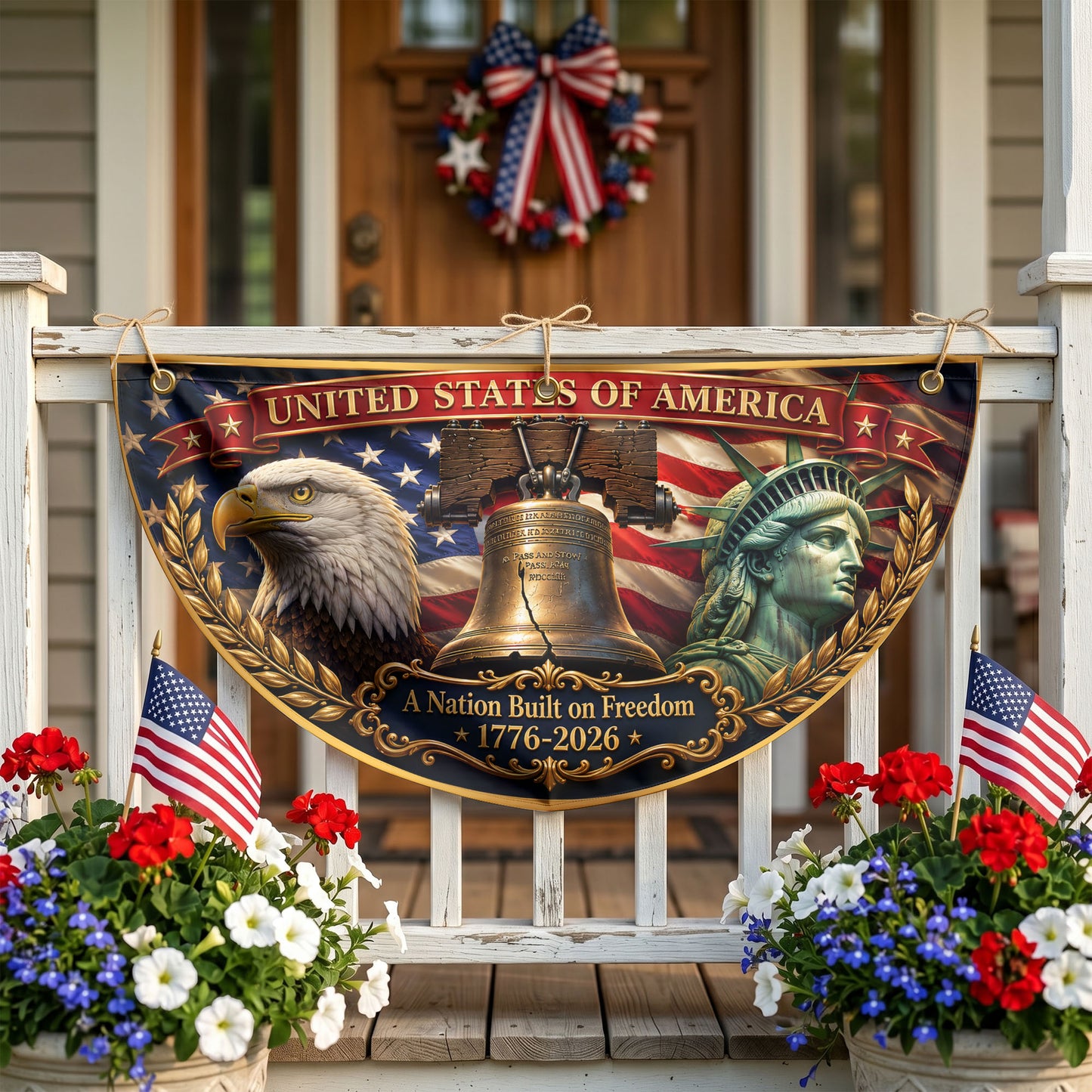 America 250th Anniversary Semicirle Flag, Patriotic Decor, Fourth of July Outdoor Decor ETHY-05156481