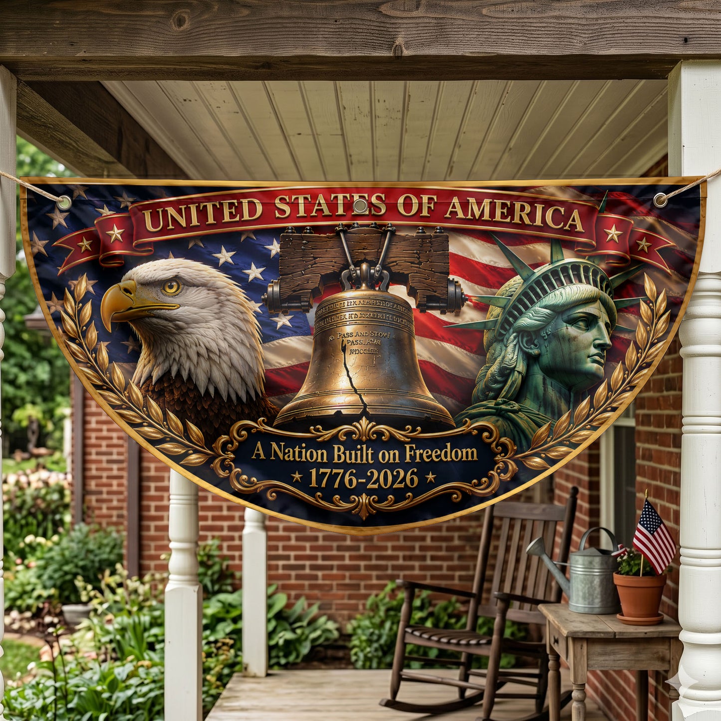 America 250th Anniversary Semicirle Flag, Patriotic Decor, Fourth of July Outdoor Decor ETHY-05156481