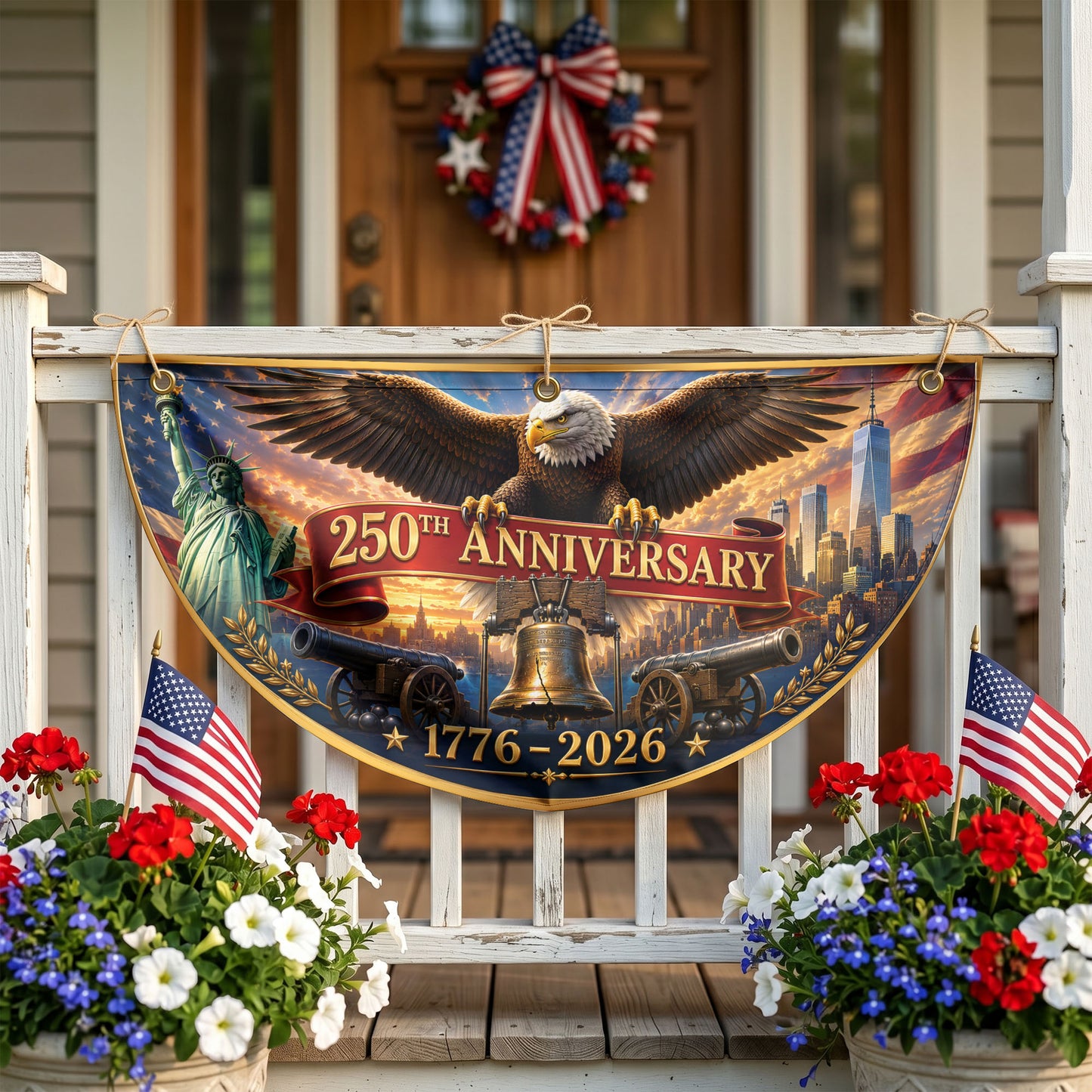 250th Anniversary America Semicirle Flag, 1776–2026 Patriotic USA Independence Decor ETHY-05156481