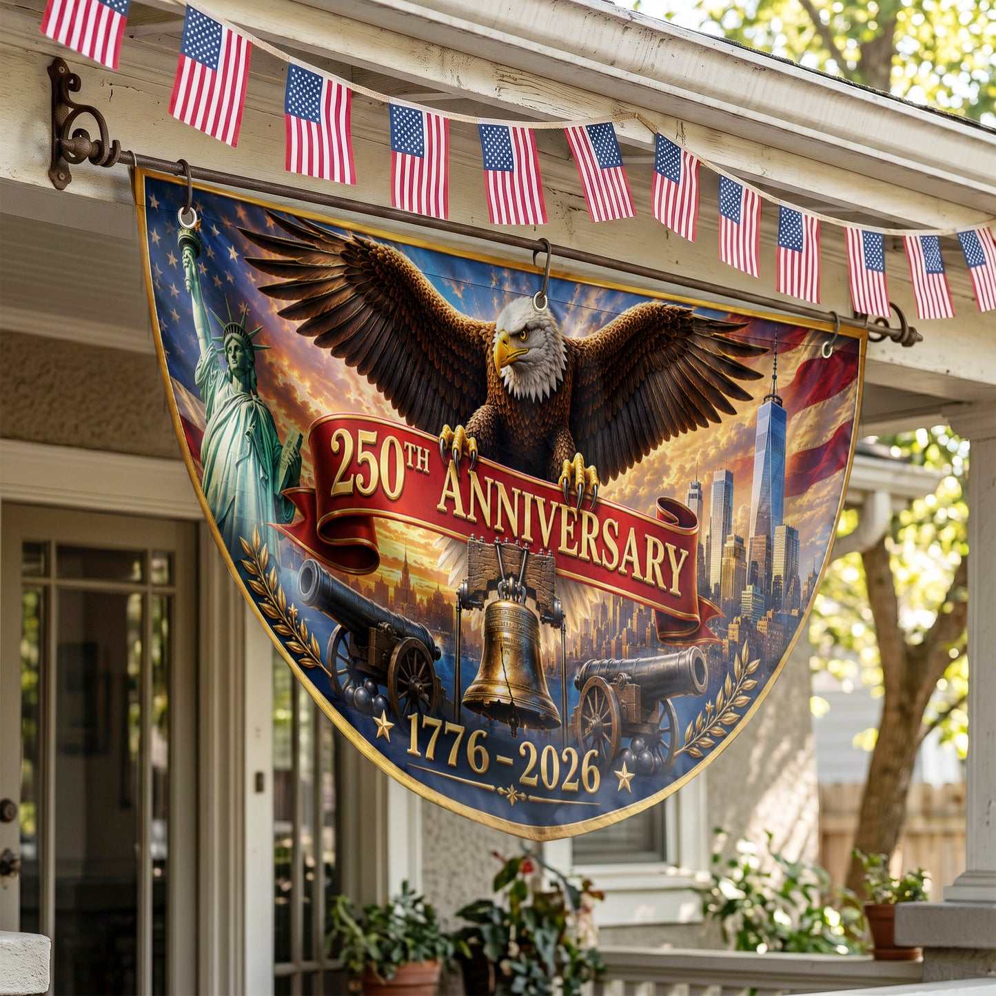 250th Anniversary America Semicirle Flag, 1776–2026 Patriotic USA Independence Decor ETHY-05156481