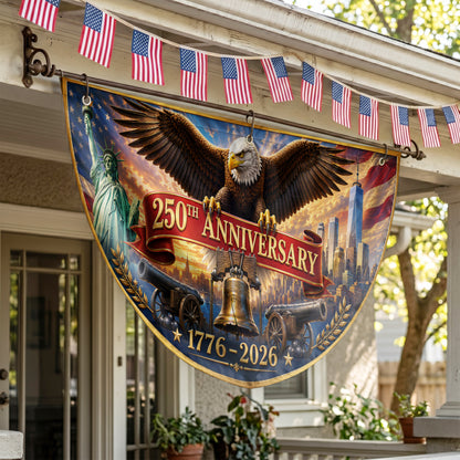 250th Anniversary America Semicirle Flag, 1776–2026 Patriotic USA Independence Decor ETHY-05156481