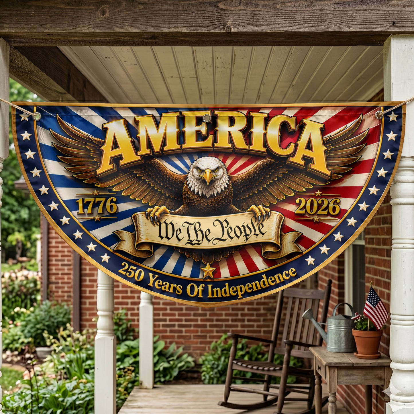 America 250th Anniversary Semicirle Flag, USA 1776-2026 Flag, Fourth of July Outdoor Decor ETHY-05156481