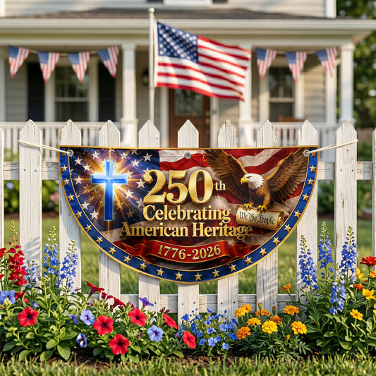 America 250th Anniversary Semicirle Flag, 1776–2026 Patriotic USA Independence Decor ETHY-05156481