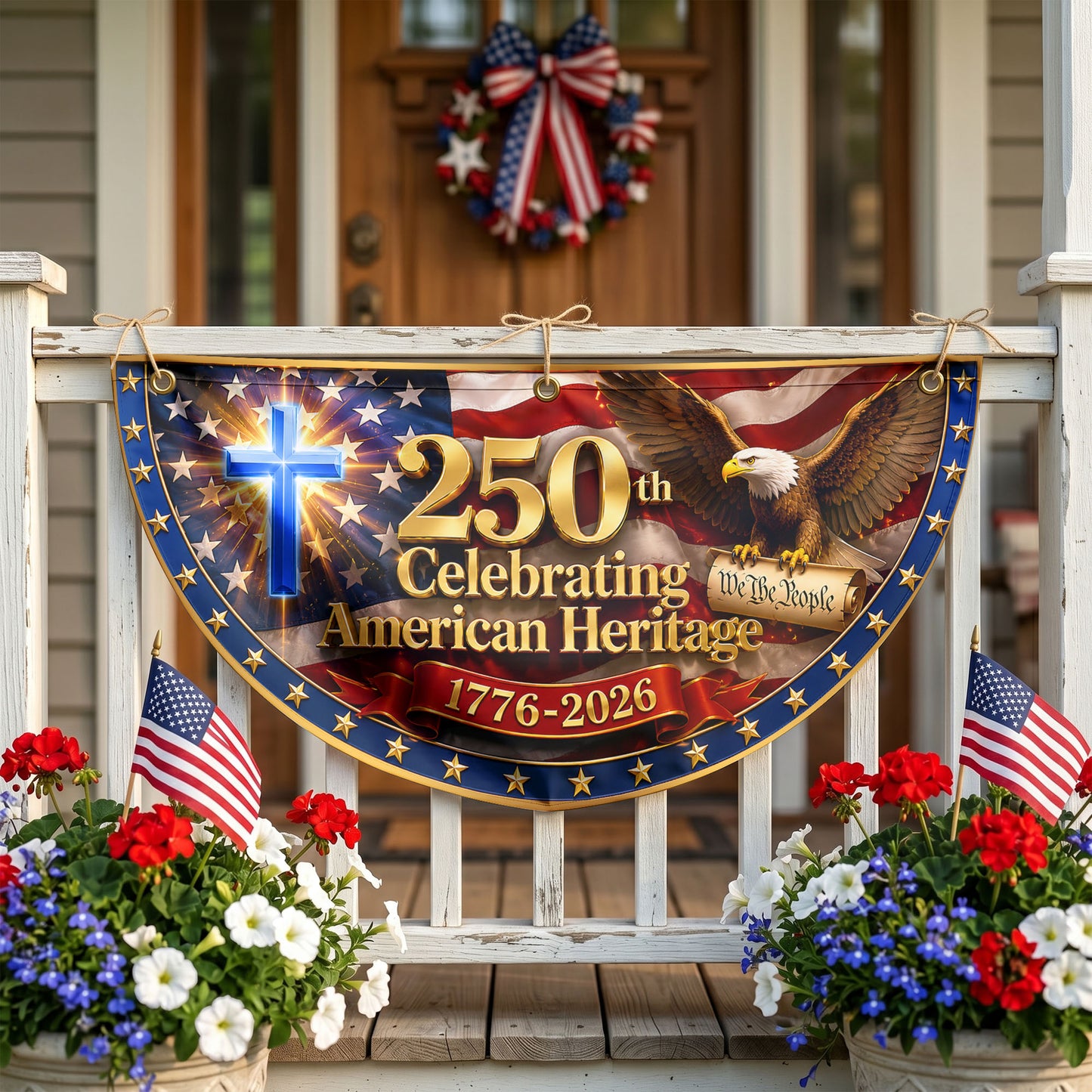 America 250th Anniversary Semicirle Flag, 1776–2026 Patriotic USA Independence Decor ETHY-05156481