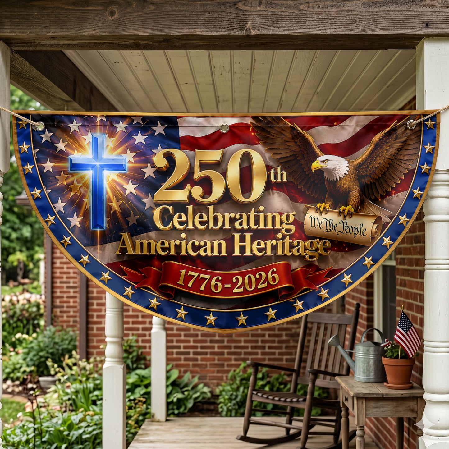 America 250th Anniversary Semicirle Flag, 1776–2026 Patriotic USA Independence Decor ETHY-05156481
