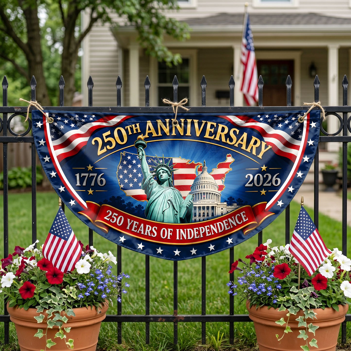 USA 250 Years Of Independence Semicirle Flag, Independence Day Gifts ETHY-05156481