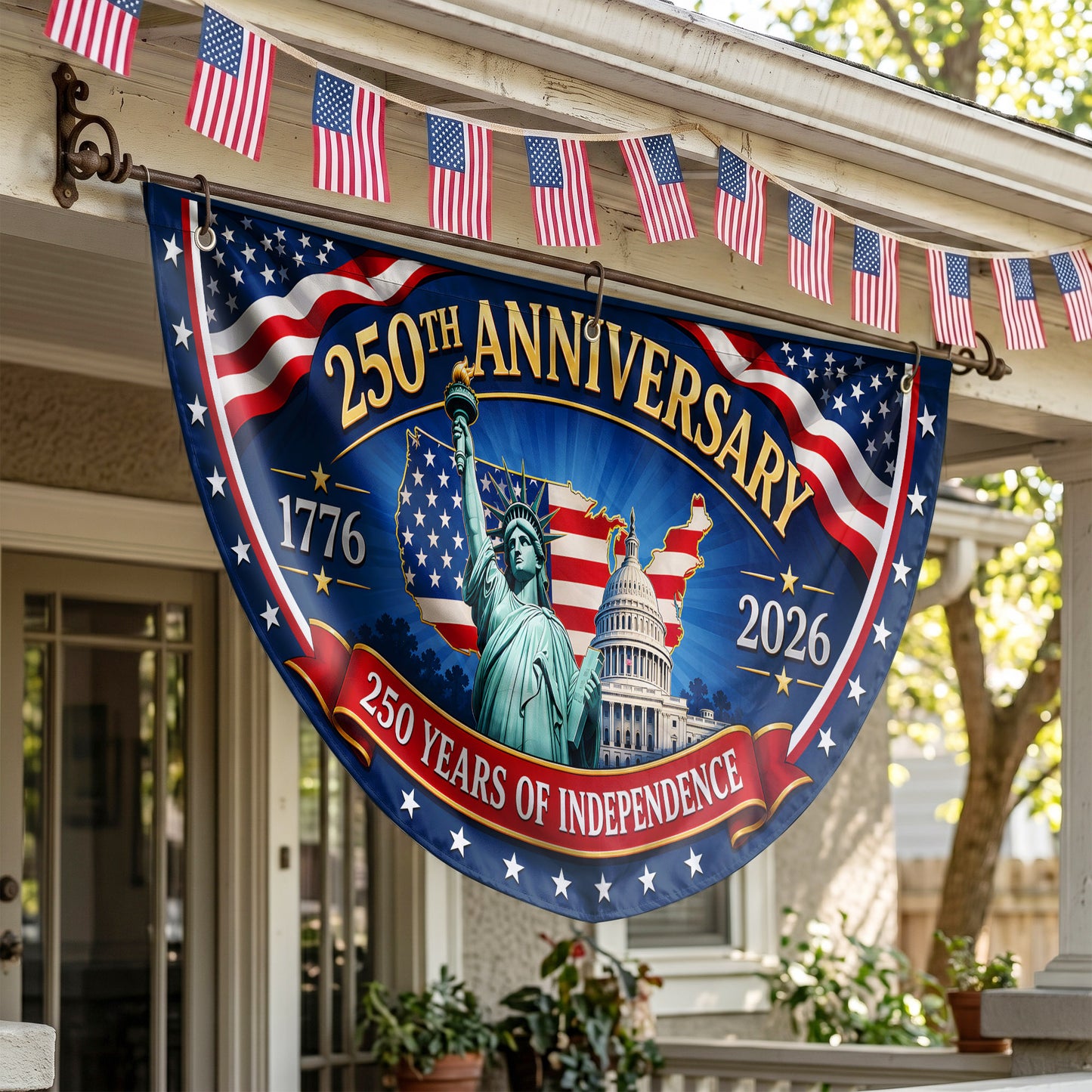USA 250 Years Of Independence Semicirle Flag, Independence Day Gifts ETHY-05156481