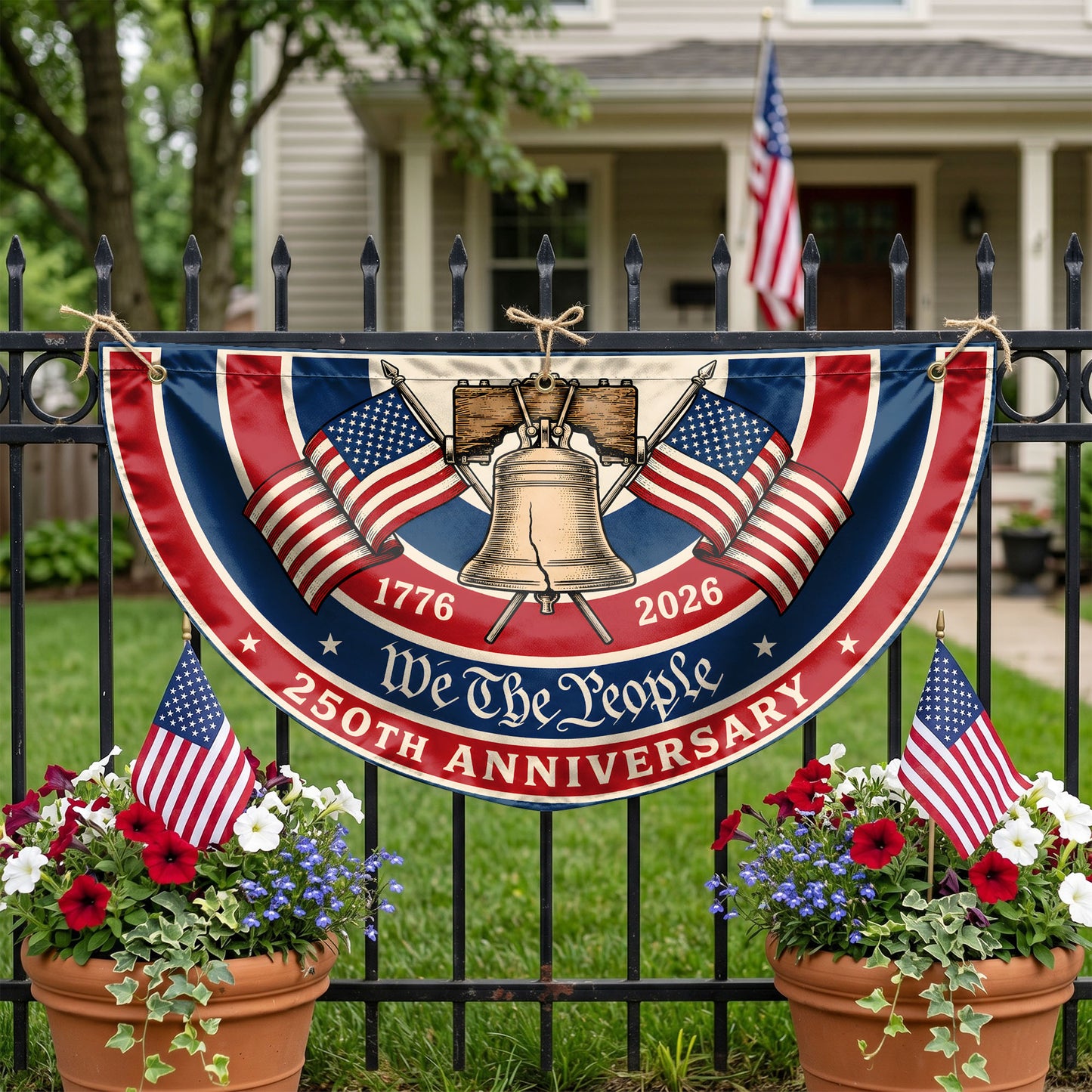 250 Anniversary USA We The People Semicirle Flag,1776-2026 Patriotic Decoration ETHY-05156481