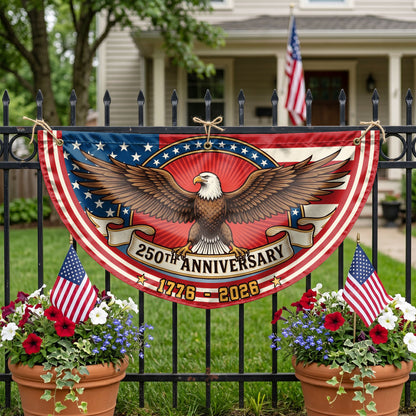 USA 250th Anniversary Eagle Fan Semicirle Flag,  American 4th of July Decor ETHY-05156481