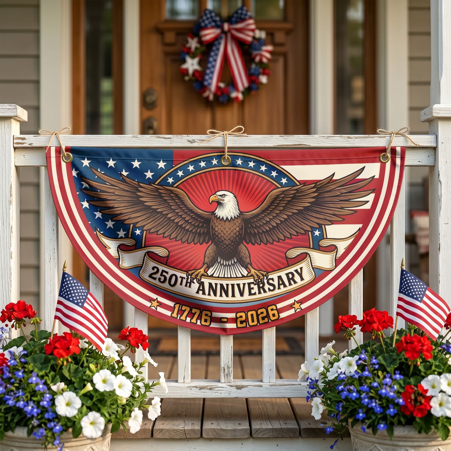USA 250th Anniversary Eagle Fan Semicirle Flag,  American 4th of July Decor ETHY-05156481
