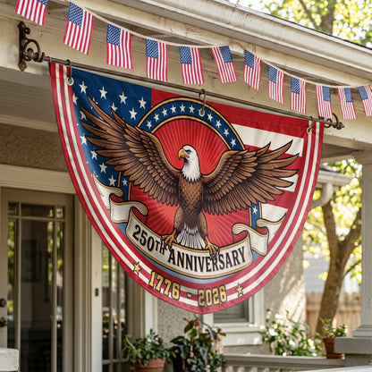 USA 250th Anniversary Eagle Fan Semicirle Flag,  American 4th of July Decor ETHY-05156481