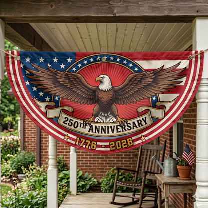 USA 250th Anniversary Eagle Fan Semicirle Flag,  American 4th of July Decor ETHY-05156481