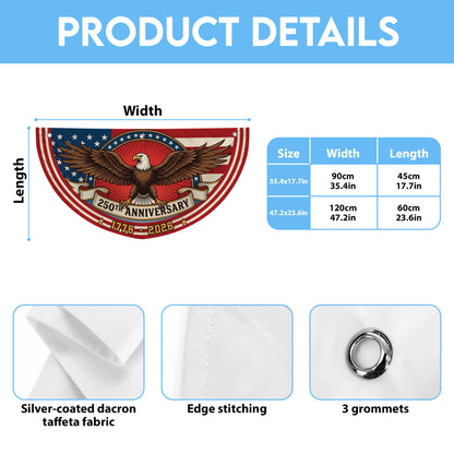USA 250th Anniversary Eagle Fan Semicirle Flag,  American 4th of July Decor ETHY-05156481