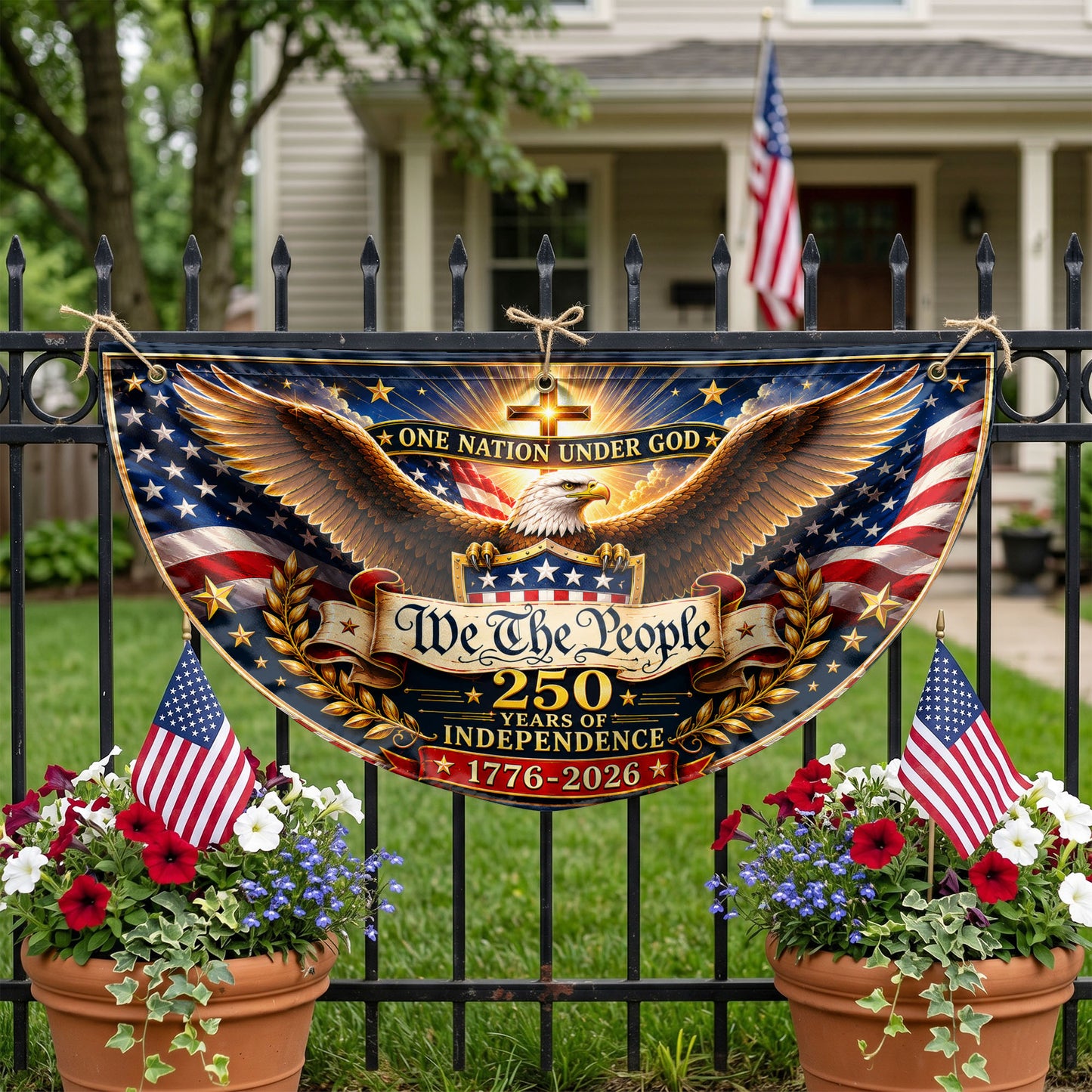 250 Years America Semicirle Flag, Patriotic Flag, 1776–2026 Eagle Flag, Independence Day Gifts ETHY-05156481