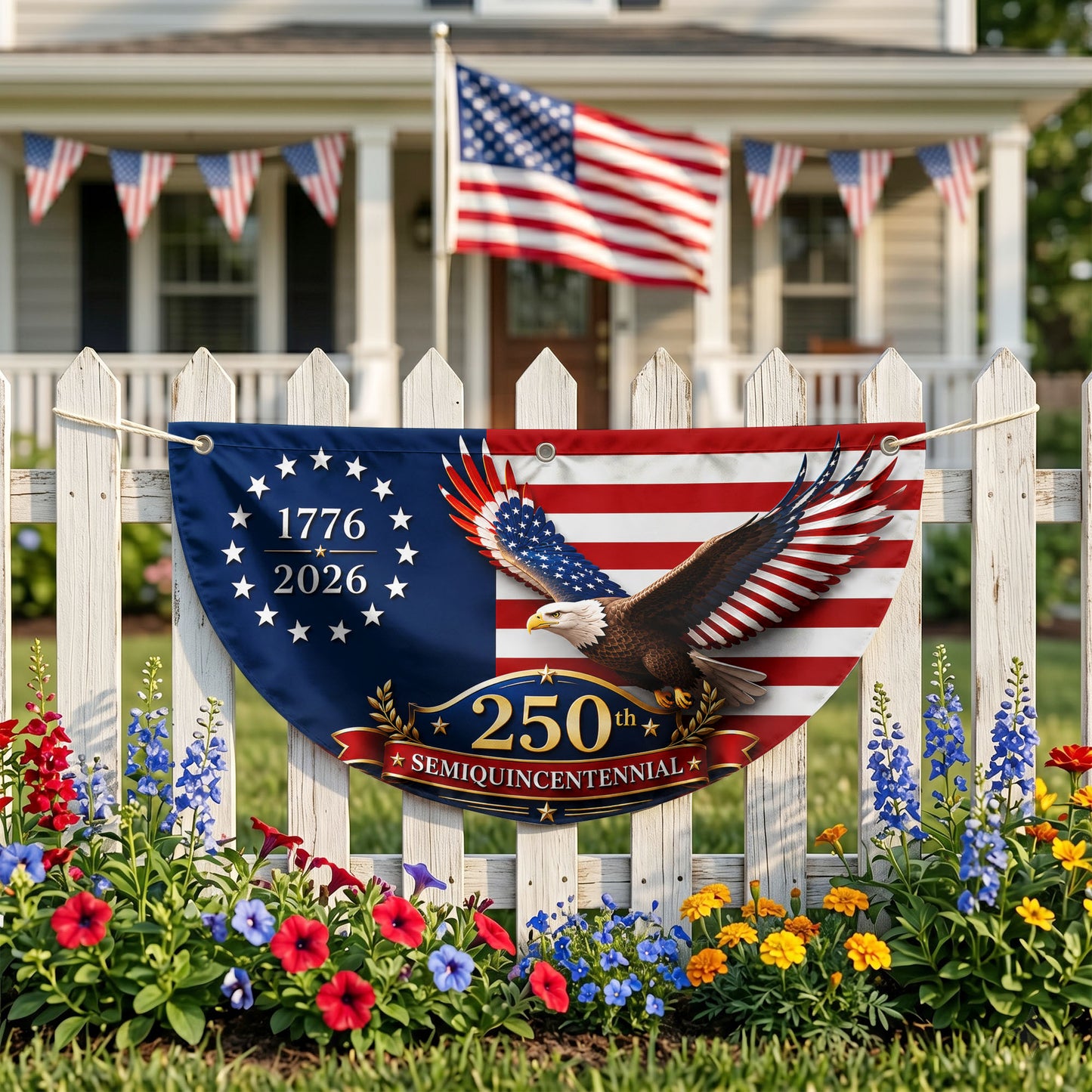 America 250th Anniversary Semicirle Flag, Patriotic Eagle Flag 1776-2026, Independence Day Outdoor Decor, 4th July Gifts ETHY-05156481