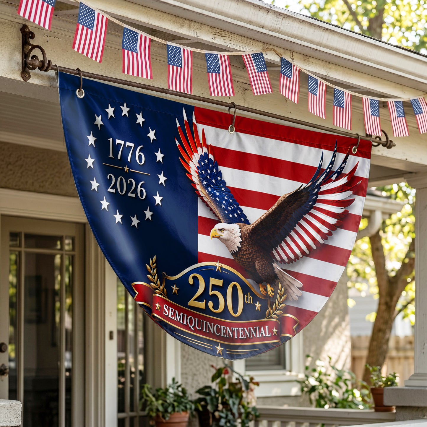 America 250th Anniversary Semicirle Flag, Patriotic Eagle Flag 1776-2026, Independence Day Outdoor Decor, 4th July Gifts ETHY-05156481