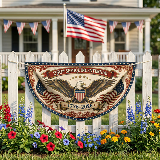 USA 250th Anniversary Semicirle Flag, 1776-2026 Patriotic Decor ETHY-05156481