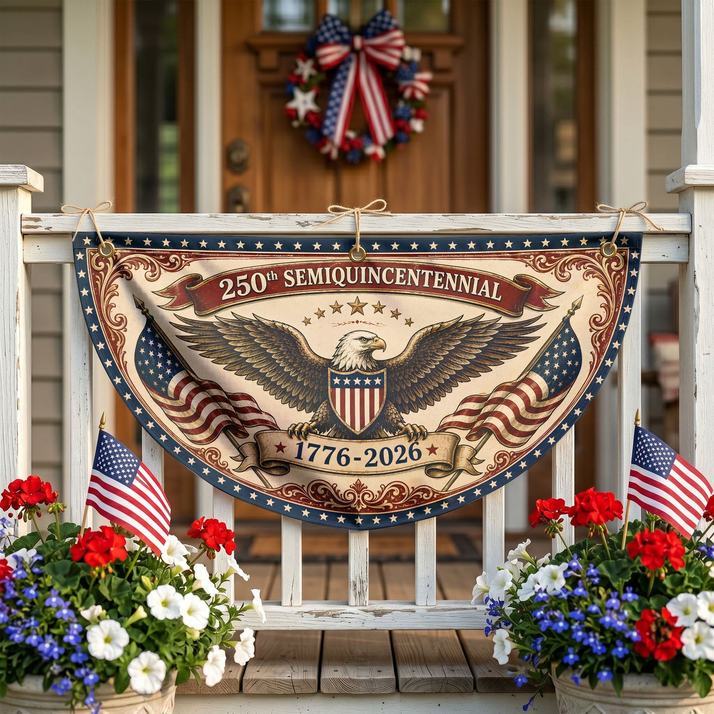 USA 250th Anniversary Semicirle Flag, 1776-2026 Patriotic Decor ETHY-05156481