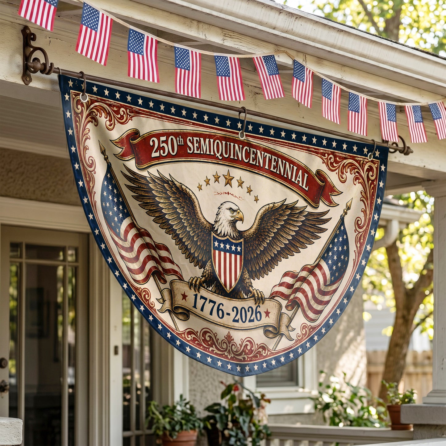USA 250th Anniversary Semicirle Flag, 1776-2026 Patriotic Decor ETHY-05156481