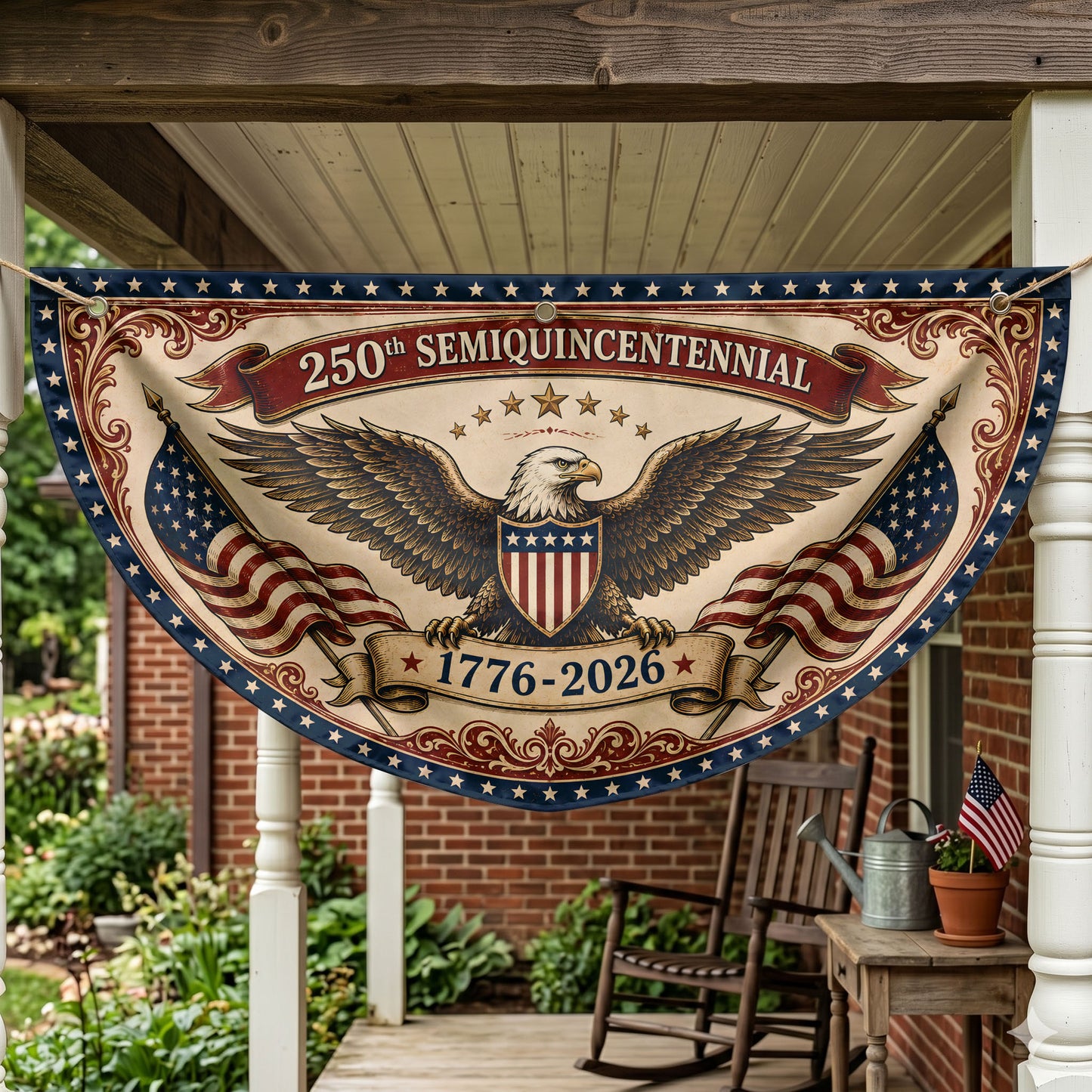 USA 250th Anniversary Semicirle Flag, 1776-2026 Patriotic Decor ETHY-05156481
