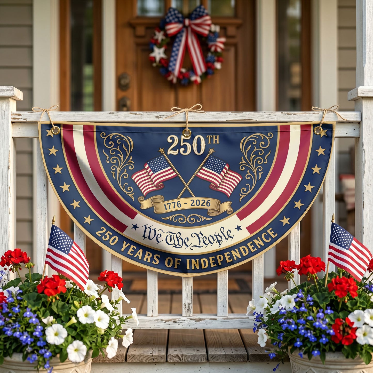 America 250 Semicirle Flag, 1776-2026 Patriotic Outdoor Flag, July 4th Decor ETHY-05156481