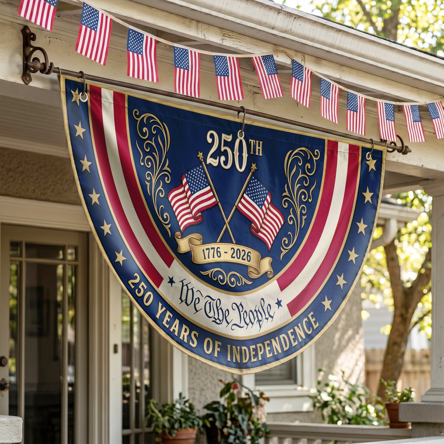 America 250 Semicirle Flag, 1776-2026 Patriotic Outdoor Flag, July 4th Decor ETHY-05156481
