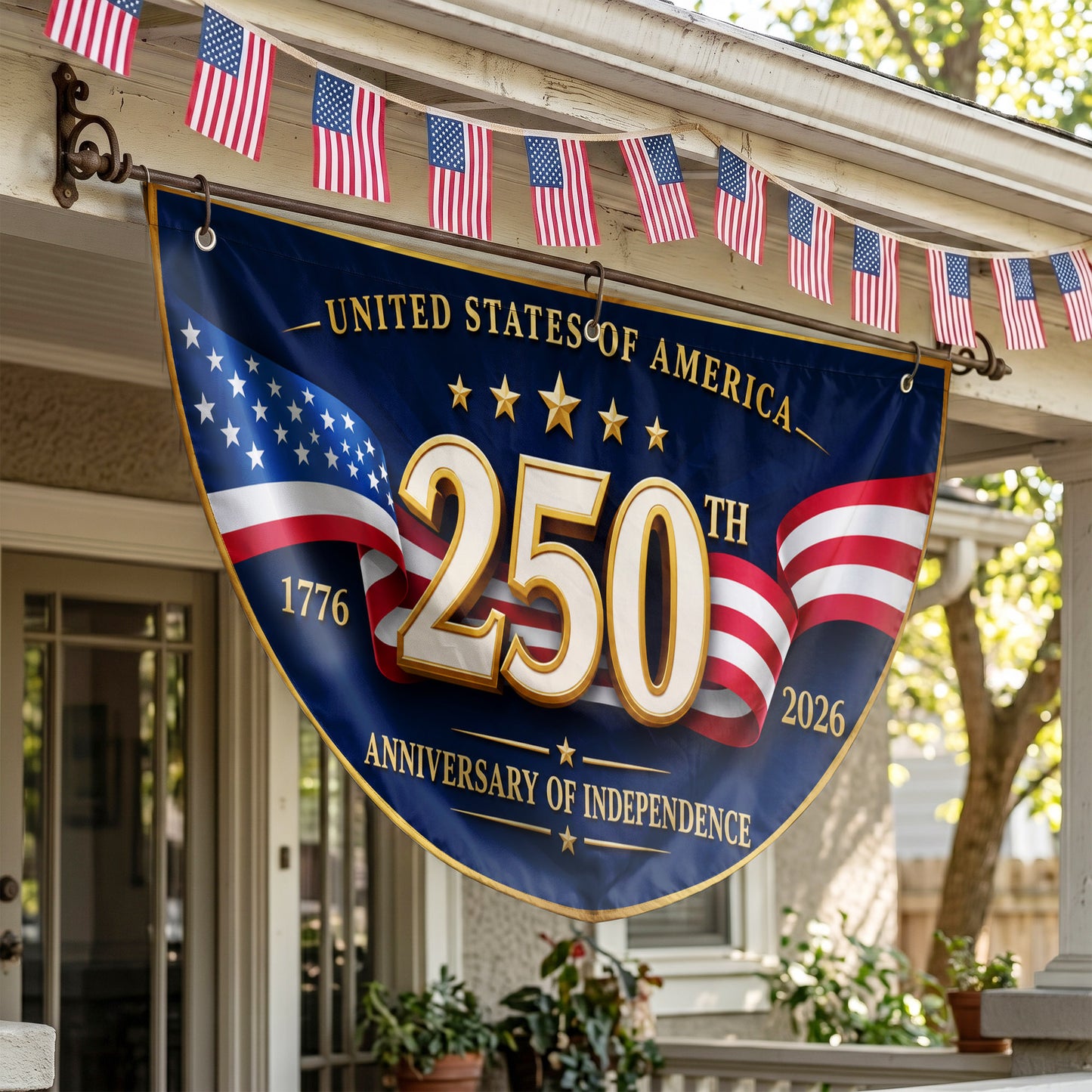 America 250th Semicirle Flag, 250 Years American Flag, 1776-2026 Anniversary, 4th of July Gift  ETHY-05156481