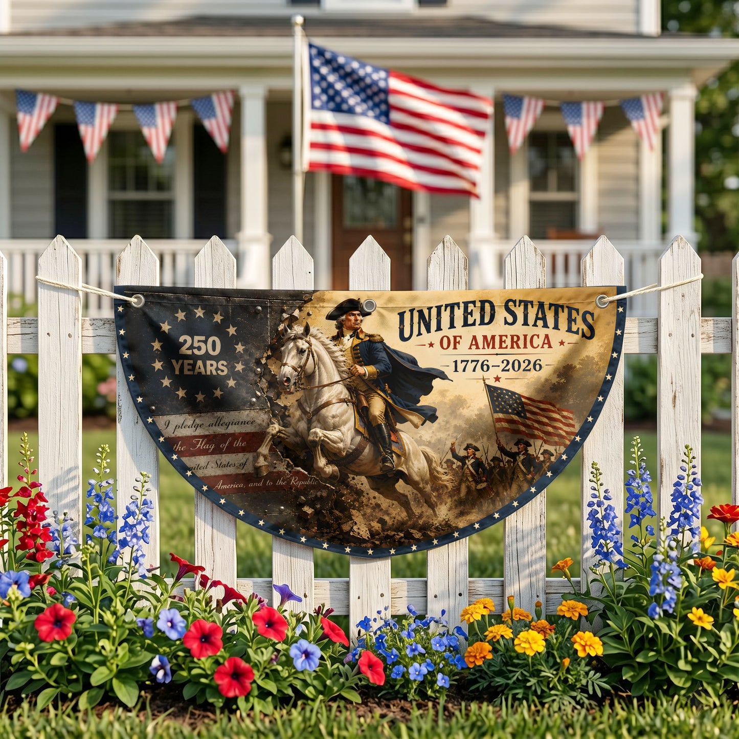 250th Anniversary Semicirle Flag, 250 Years Of Freedom Flag, USA Patriotic Gift ETHY-05156481