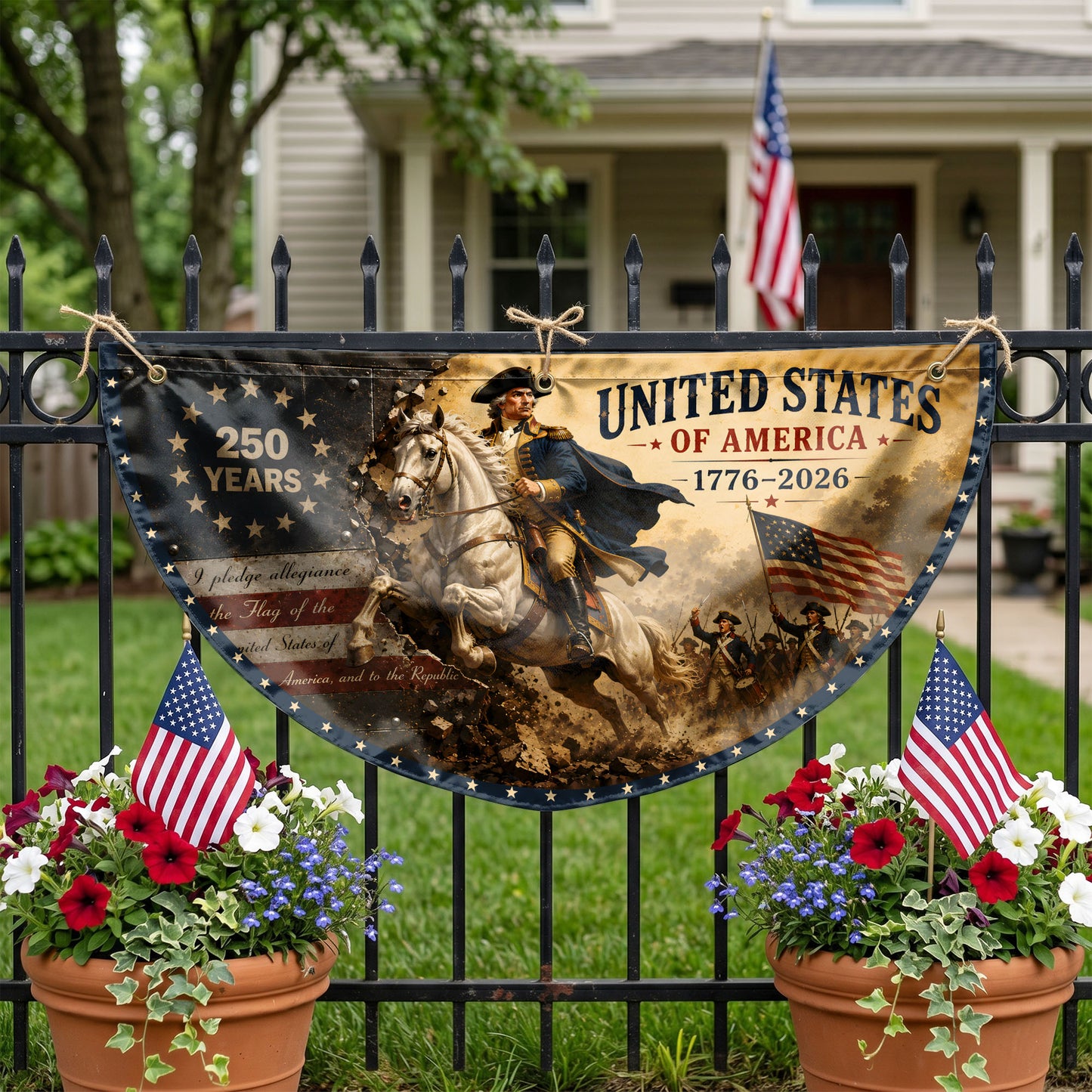 250th Anniversary Semicirle Flag, 250 Years Of Freedom Flag, USA Patriotic Gift ETHY-05156481