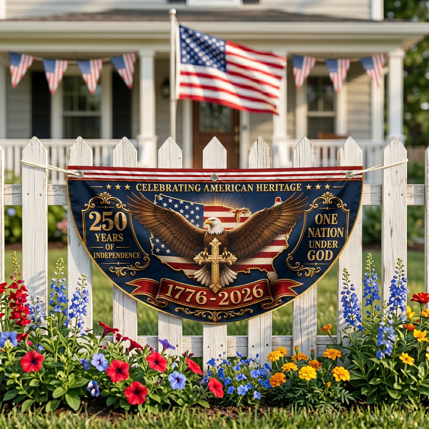 250 Years Of Freedom Semicirle Flag, 1776-2026 Patriotic Decor ETHY-05156481