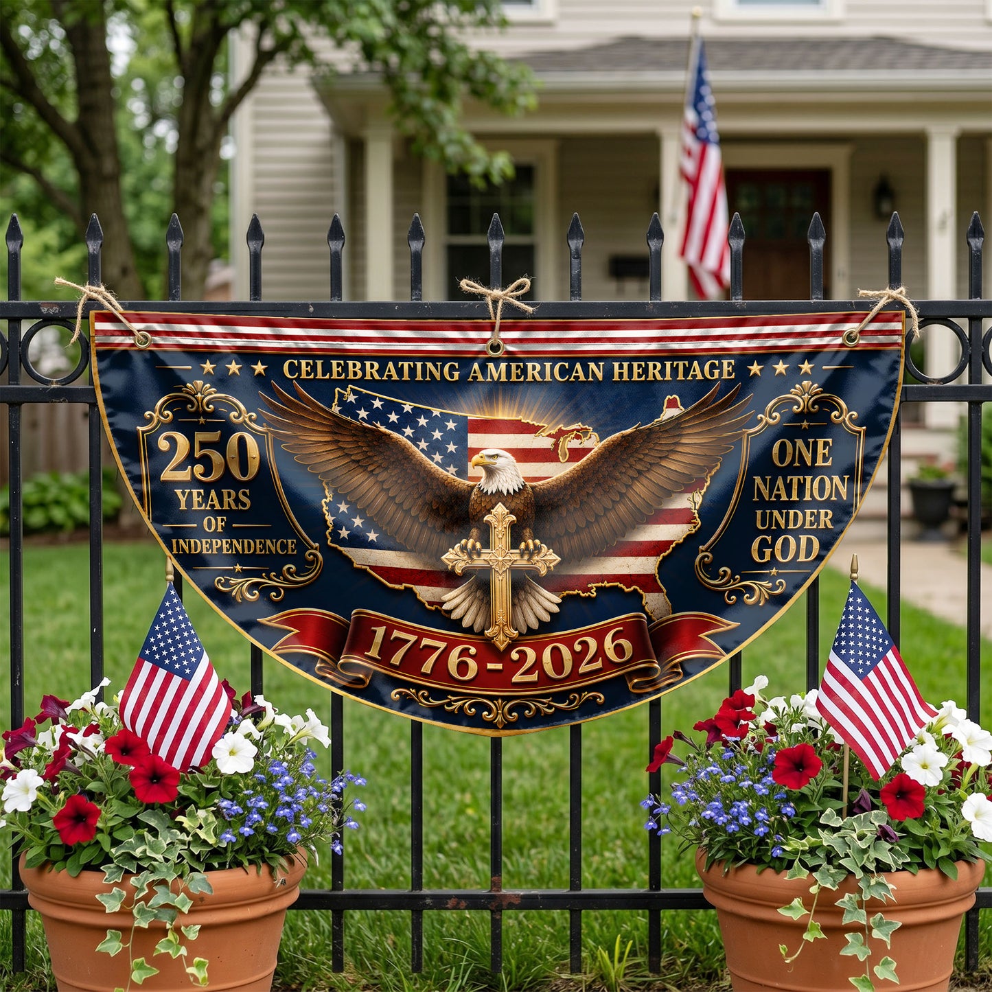 250 Years Of Freedom Semicirle Flag, 1776-2026 Patriotic Decor ETHY-05156481