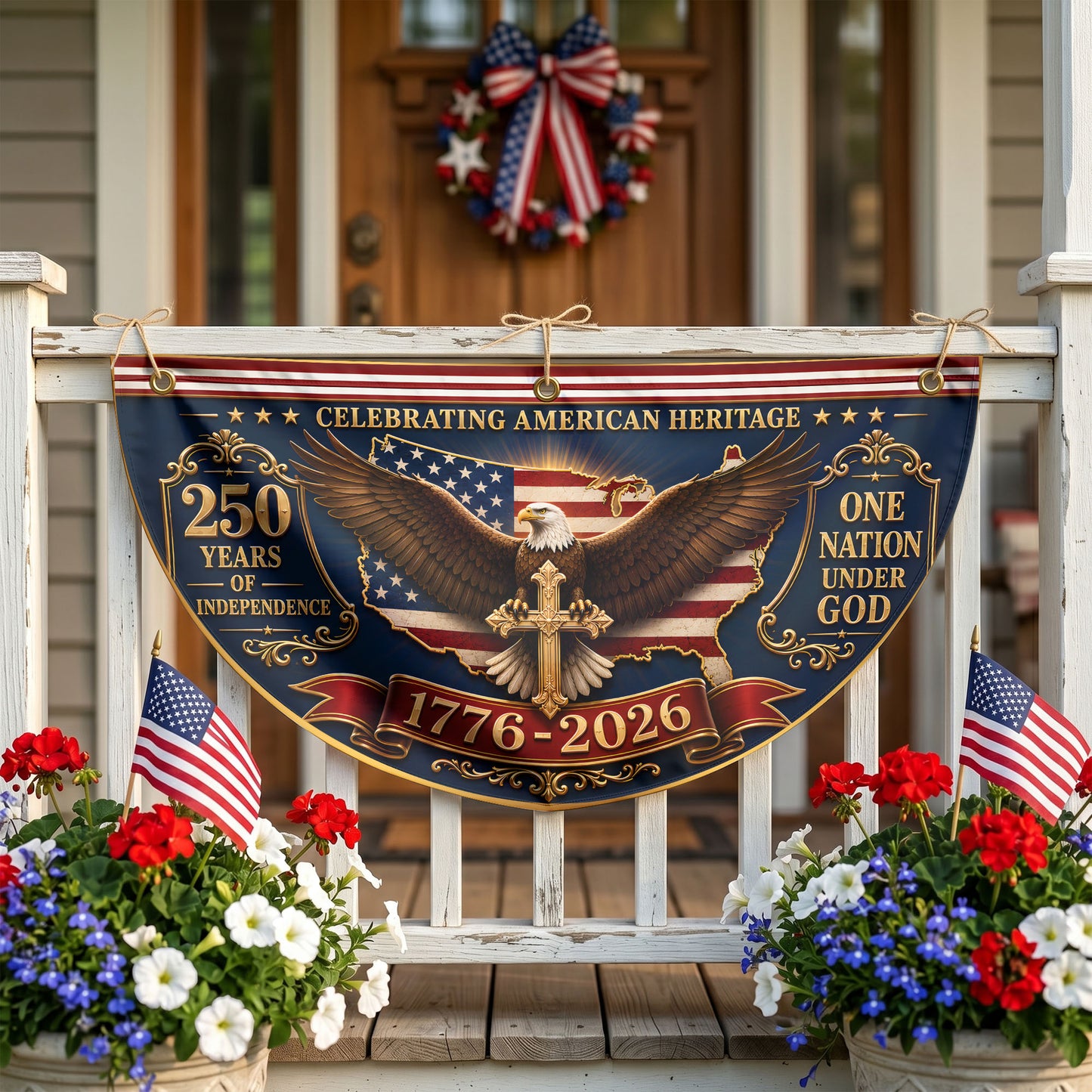 250 Years Of Freedom Semicirle Flag, 1776-2026 Patriotic Decor ETHY-05156481