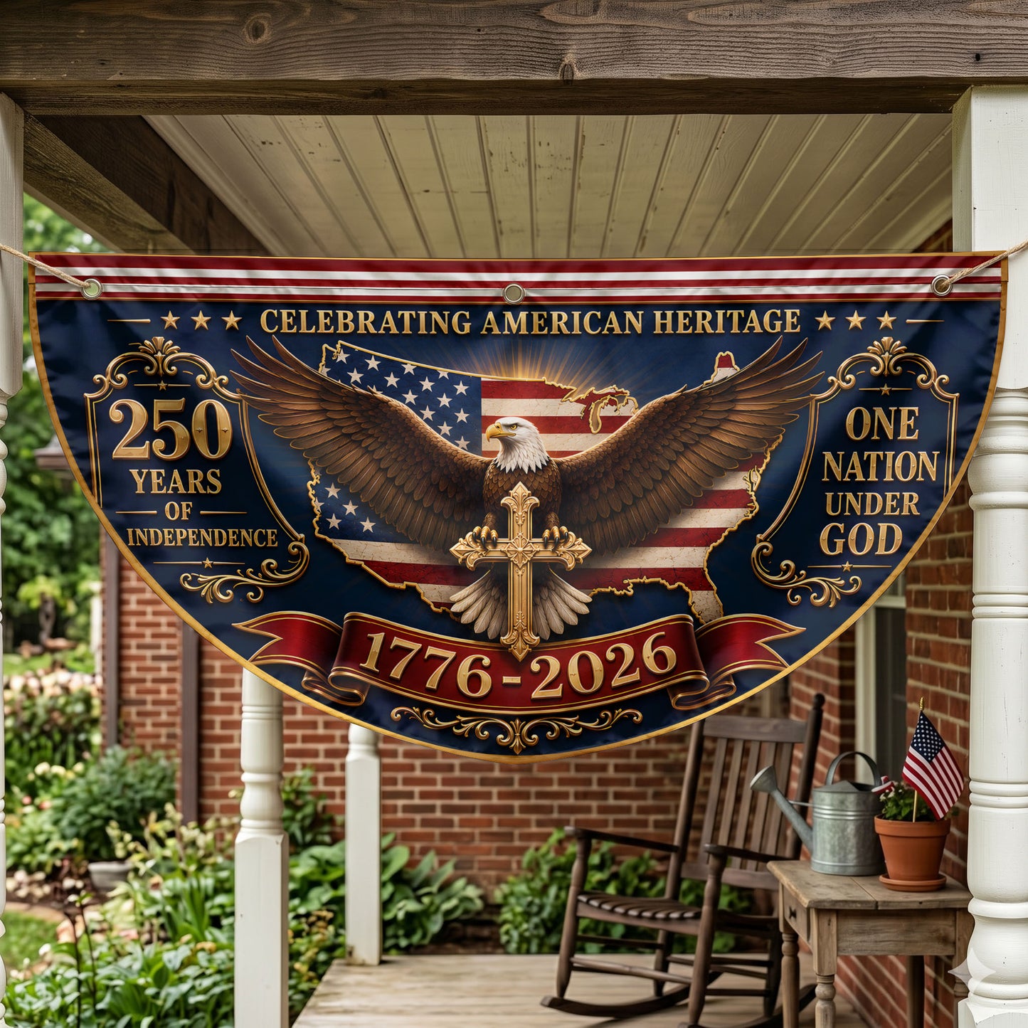 250 Years Of Freedom Semicirle Flag, 1776-2026 Patriotic Decor ETHY-05156481