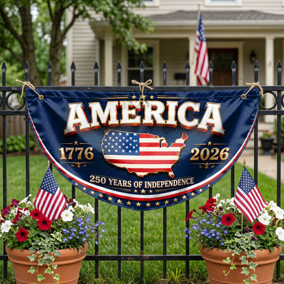 Patriotic 250th Anniversary Semicirle Flag, 1776 2026 USA Flag, USA Independence Day Outdoor Decor ETHY-05156481