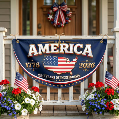 Patriotic 250th Anniversary Semicirle Flag, 1776 2026 USA Flag, USA Independence Day Outdoor Decor ETHY-05156481