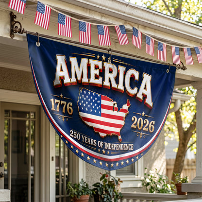 Patriotic 250th Anniversary Semicirle Flag, 1776 2026 USA Flag, USA Independence Day Outdoor Decor ETHY-05156481