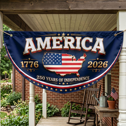 Patriotic 250th Anniversary Semicirle Flag, 1776 2026 USA Flag, USA Independence Day Outdoor Decor ETHY-05156481