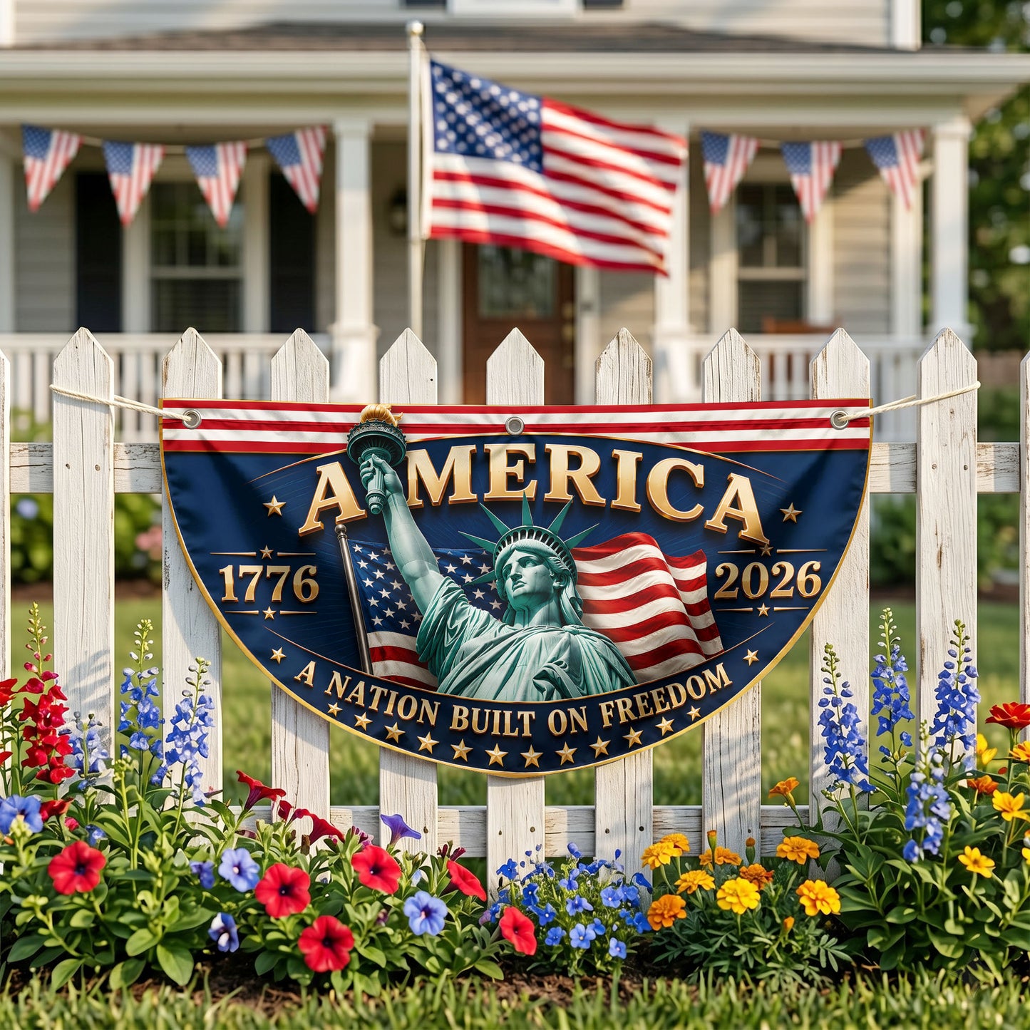 250 Years America Semicirle Flag, Patriotic Flag, 1776–2026 USA Patriotic Decoration ETHY-05156481