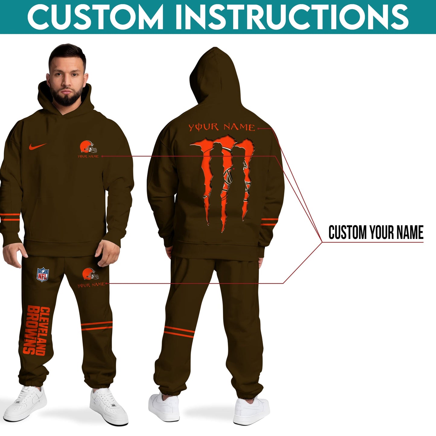 Cleveland Browns Combo Custom Hoodie And Sweatpants, Gift For Sport Fans ETRG-62589